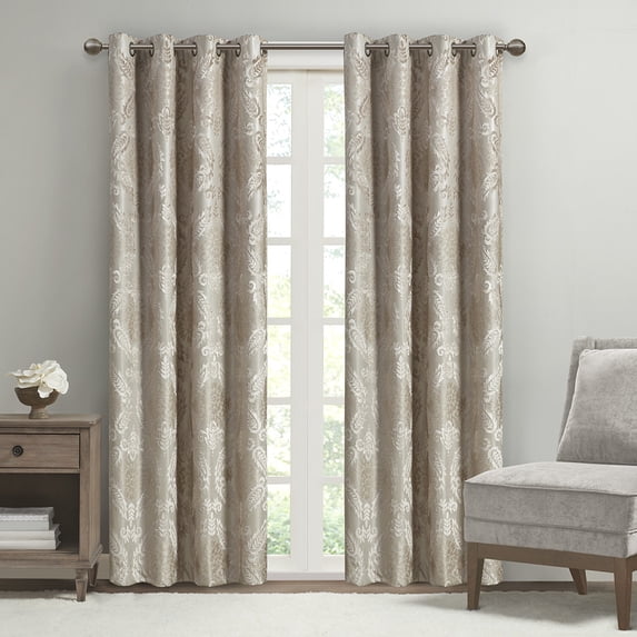 Paisley Pattern 50 x 95 Inch Total Blackout Curtain Panel for Adults Indoor Beige