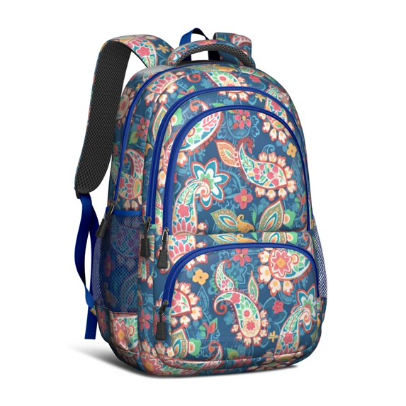 Paisley Pattern Backpack for School,Cute School Bag,Schoolbag with Adjustable Shoulder Straps & Padded Back,16.9 Inch
