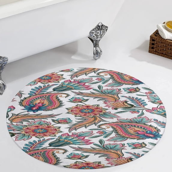 Paisley Pattern Flower Retro Round Carpet Circle Rug Outdoor Patio Area Rug Washable Large Area Rugs Hallway Room Decor Fitness Mats