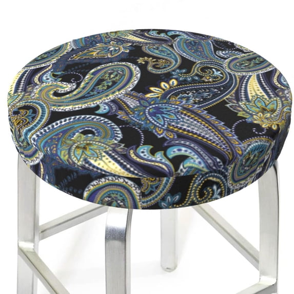 Paisley Pattern No.9067 Round Bar Stool Seat Covers, Elastic Round Chair Cover Stool Seat Slipcover Bar Stool Cushions Round Pad for 12-14 inch