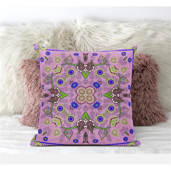 Paisley Pattern Square Throw Pillow in Pink Blue Green 18x18