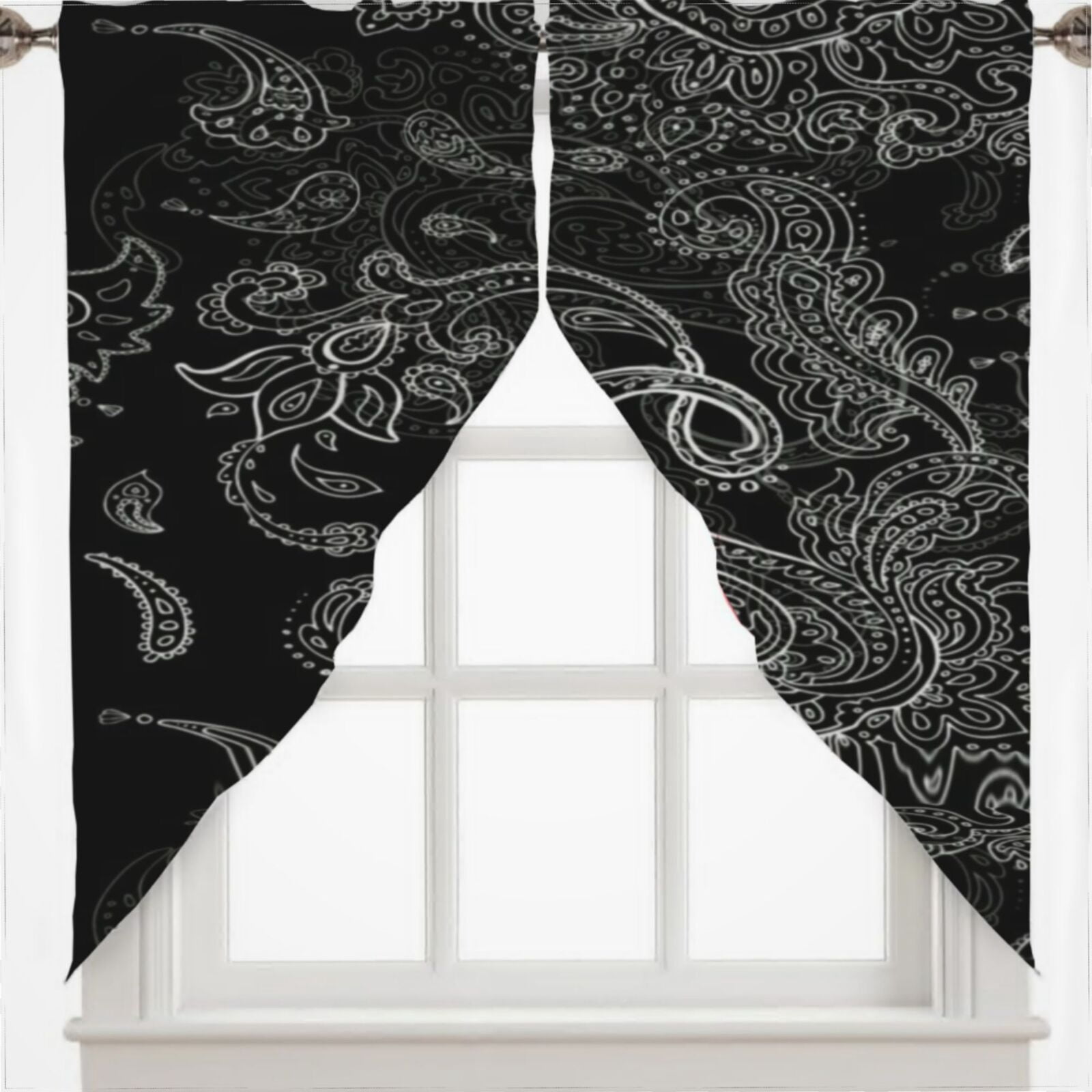 Swag Pattern Paisley Pattern Swag Valances For Windows 2 Pack For Kitchen Living ...