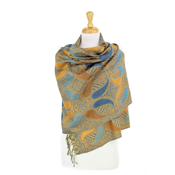 Paisley Pattern Tow Layered Woven Pashmina Shawl Scarf Wrap Stole
