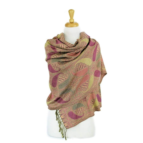 Paisley Pattern Tow Layered Woven Pashmina Shawl Scarf Wrap Stole
