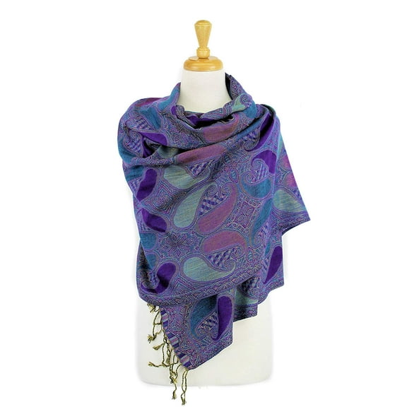 Paisley Pattern Tow Layered Woven Pashmina Shawl Scarf Wrap Stole