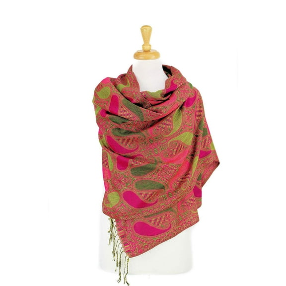 Paisley Pattern Tow Layered Woven Pashmina Shawl Scarf Wrap Stole