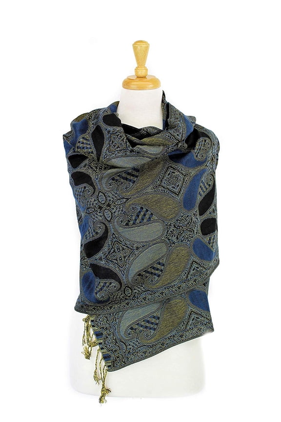 Paisley Pattern Tow Layered Woven Pashmina Shawl Scarf Wrap Stole