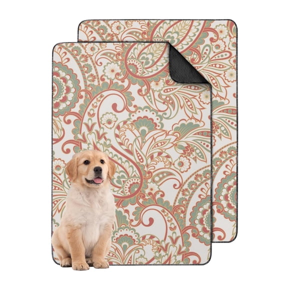 Paisley Pattern Washable Dog Pee Pads, 24" x35" Reusable Non-Slip Potty Training Pads for Indoor Use on Hardwood Floors and in Crates.