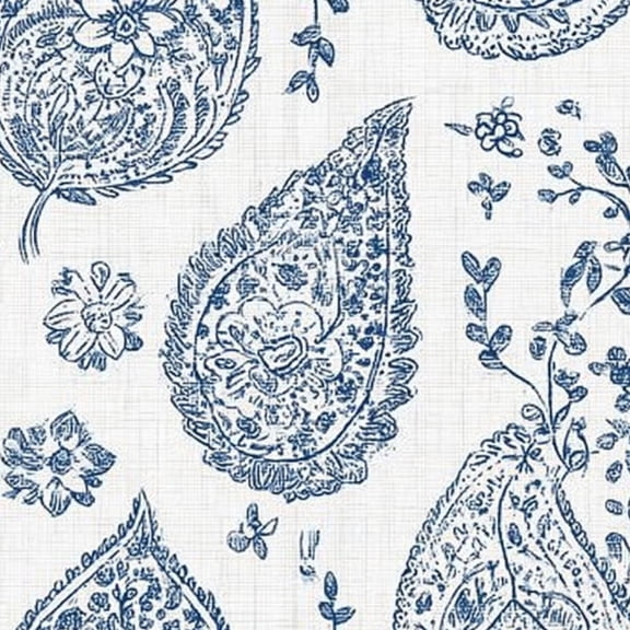 Paisley Peel and Stick Wallpaper 17.7in x 9.8ft Blue Paisley Floral Linen Texture Contact Paper Vinyl Waterproof Self Adhesive Wall Paper for Bedroom Shelf Cabinet Renter Friendly