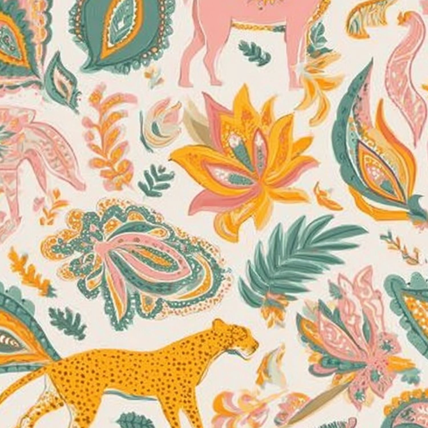 Paisley Peel and Stick Wallpaper 17.7in x 9.8ft Colorful Floral Animal Leopard Horse Illustrations Contact Paper Vinyl Waterproof Self Adhesive Wall Paper for Bedroom Shelf Cabinet Renter Friendly