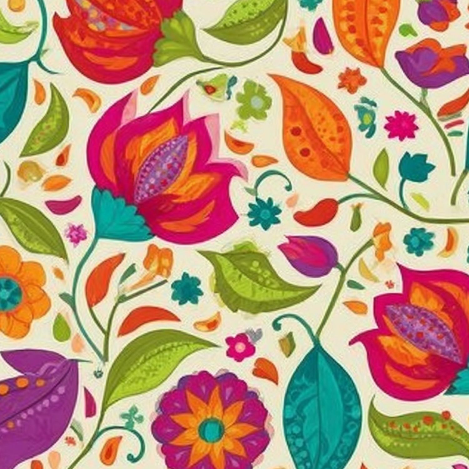 Paisley Peel and Stick Wallpaper 17.7in x 9.8ft Colorful Floral Vibrant Flowers Leaves Cream Contact Paper Vinyl Waterproof Self Adhesive Wall Paper for Bedroom Shelf Cabinet Renter Friendly