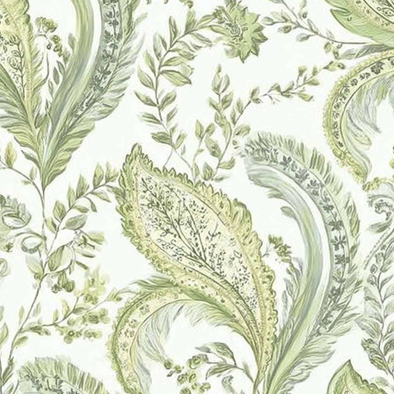 Paisley Peel and Stick Wallpaper 23.6in x 9.8ft Elegant Green Floral Paisley Leaves Swirls Contact Paper Vinyl Waterproof Self Adhesive Wall Paper for Bedroom Shelf Cabinet Renter Friendly