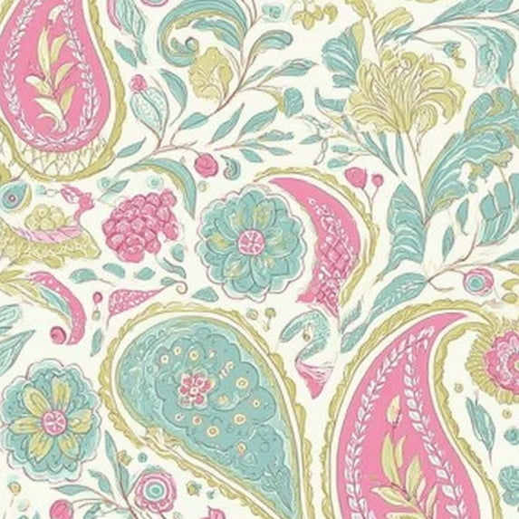 Paisley Peel and Stick Wallpaper 23.6in x 9.8ft Floral Paisley Pink Blue Green Tones Contact Paper Vinyl Waterproof Self Adhesive Wall Paper for Bedroom Shelf Cabinet Renter Friendly