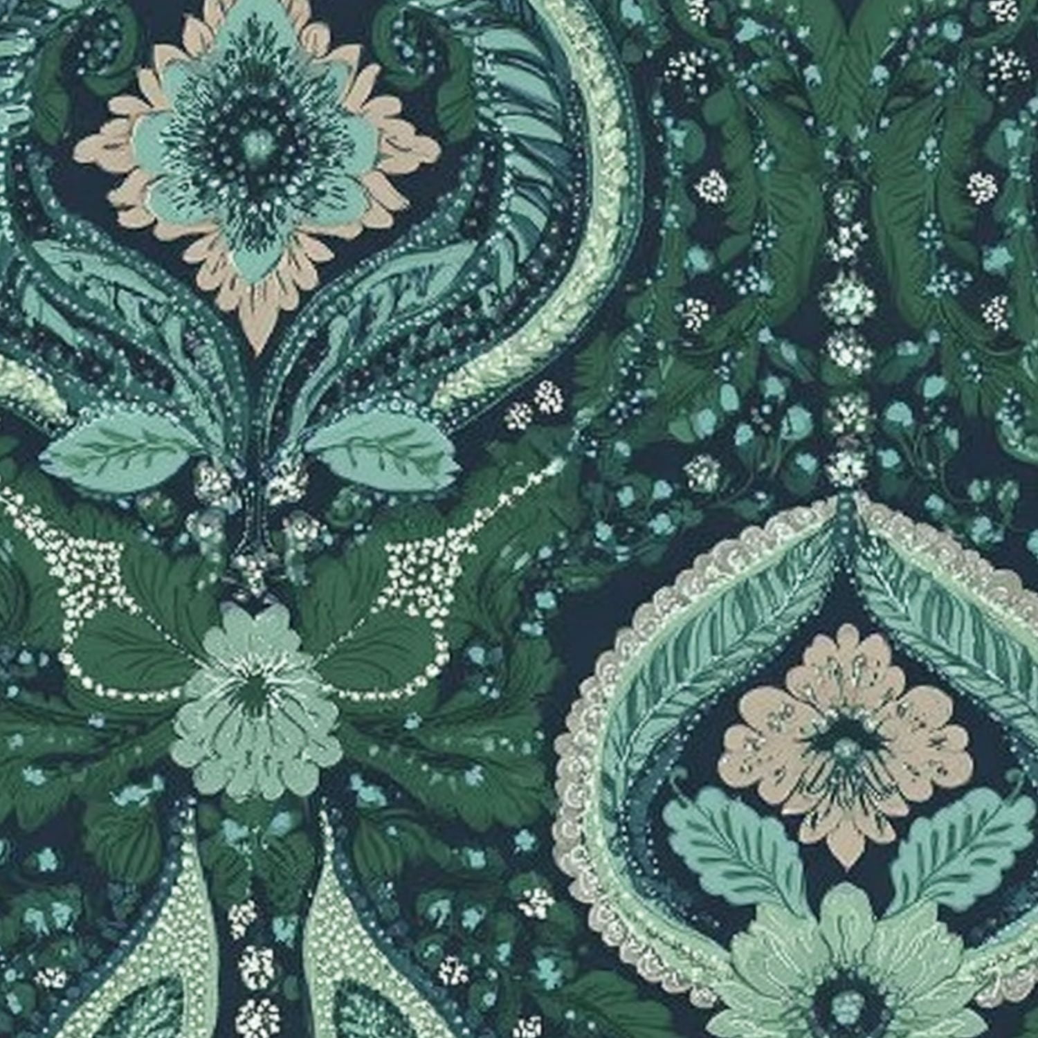Paisley Peel and Stick Wallpaper 23.6in x 9.8ft Floral Paisley Shades Green Blue Pink Dark Contact Paper Vinyl Waterproof Self Adhesive Wall Paper for Bedroom Shelf Cabinet Renter Friendly