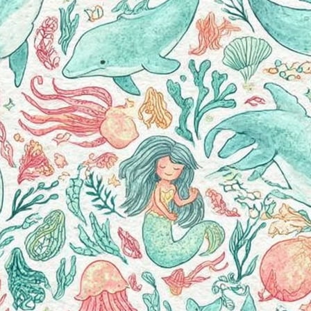 Paisley Peel and Stick Wallpaper 23.6in x 9.8ft Whimsical Underwater Dolphins Jellyfish Coral Soft Contact Paper Vinyl Waterproof Self Adhesive Wall Paper for Bedroom Shelf Cabinet Renter Friendly