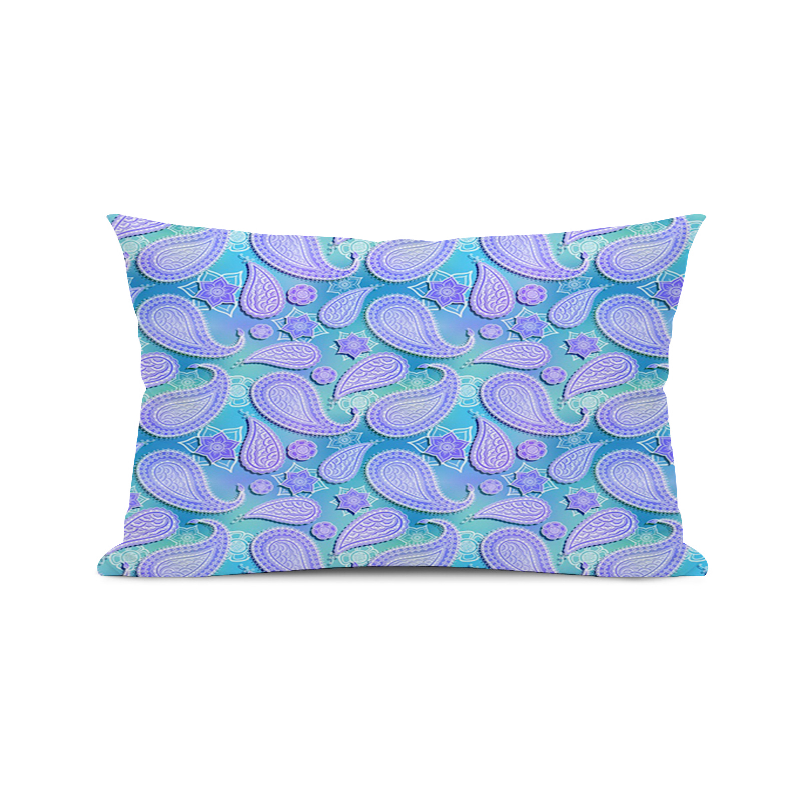 Paisley Pillow Sham,Blue Doodle Floral Paisley Pattern, Decorative