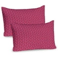 thumbnail image 1 of Paisley Pillow Sham Set of 2, Traditional and Floral Folk Damask Like Shapes on Diagonal Stripes, Quality Microfiber Bedding Item for All Seasons, 26" x 20", Hot Pink Vermilion, by Ambesonne, 1 of 3