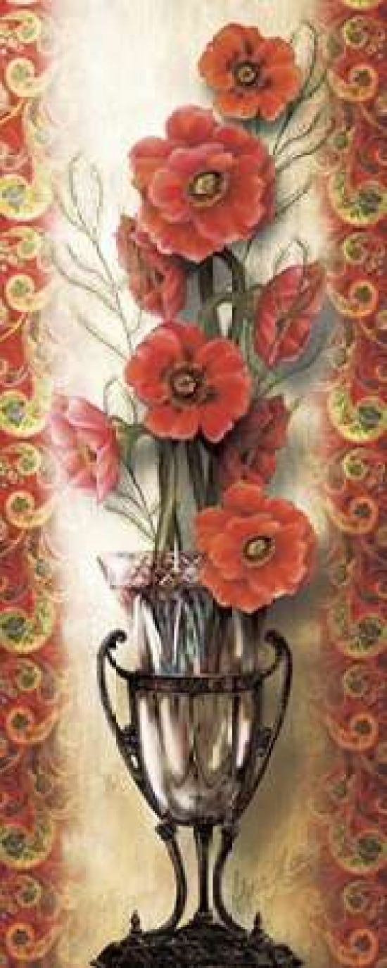 Paisley Poppy Canvas Art - Alma Lee (10 x 20)