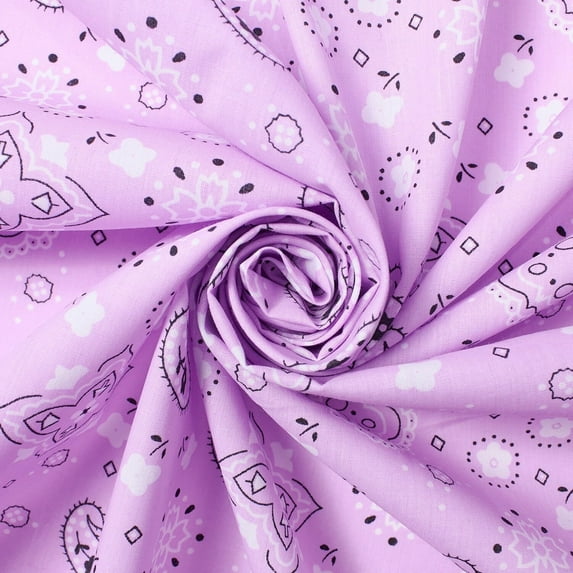 Paisley Print 60" Cotton Plain Weave Bandana Broadcloth Fabric By The Yard - For Sewing Apparel, Clothing, Accessories, Quilting, & Decor (Lavender, 5 Yards)