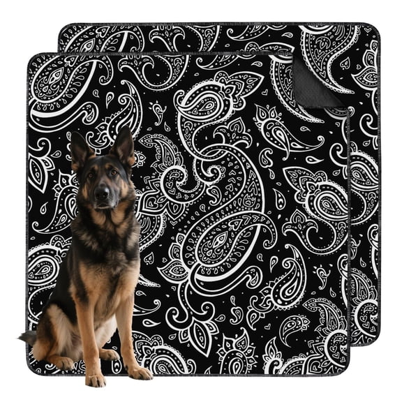 Paisley Print Dog Crate Pad, 48"x48" Reusable and Washable Liner, Non-Slip Absorbent Mat for Puppy Training and Senior Dog Care Indoors.