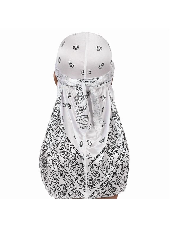 Paisley Print Satin Durag with Long Tail  Hair Wrap Headwrap for Waves & Style