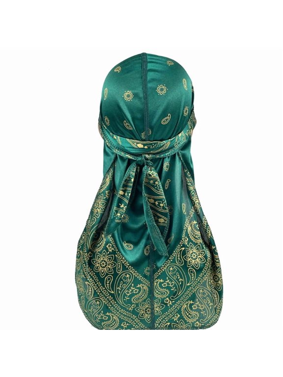 Paisley Print Satin Durag with Long Tail  Hip Hop Hair Wrap Headwrap Hat for Men and Women