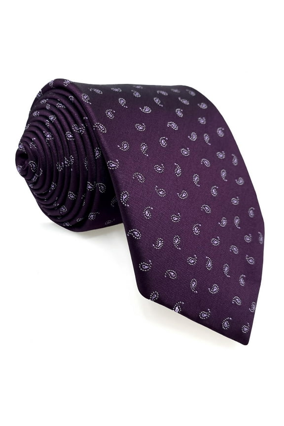 Paisley Purple Plum Neckties for Men Wedding Gift Groomsmen Mens Tie XL 63"