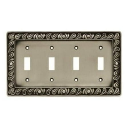Franklin Brass 64041 Paisley Quad Toggle Switch Wall Plate/Switch Plate/Cover, Brushed Satin Pewter
