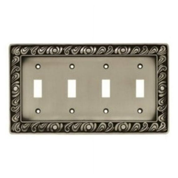 Franklin Brass 64041 Paisley Quad Toggle Switch Wall Plate/Switch Plate/Cover, Brushed Satin Pewter