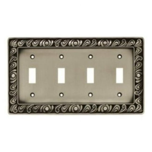 Franklin Brass 64041 Paisley Quad Toggle Switch Wall Plate/Switch Plate/Cover, Brushed Satin Pewter