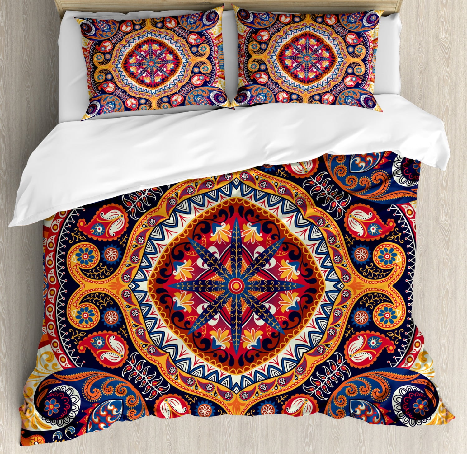 Paisley Multicolor Microfiber Queen Duvet Cover Set