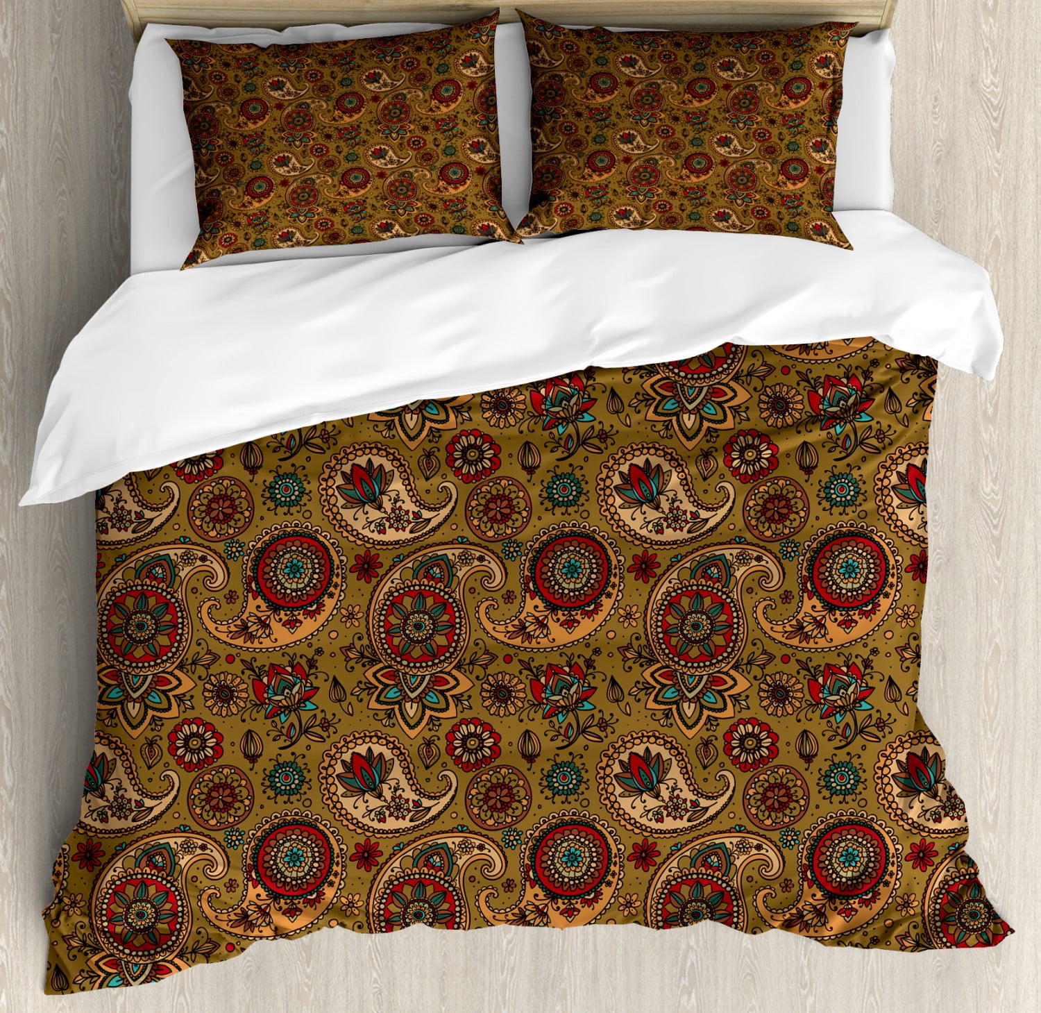 Paisley Multicolor Vintage Floral Queen Duvet Cover Set
