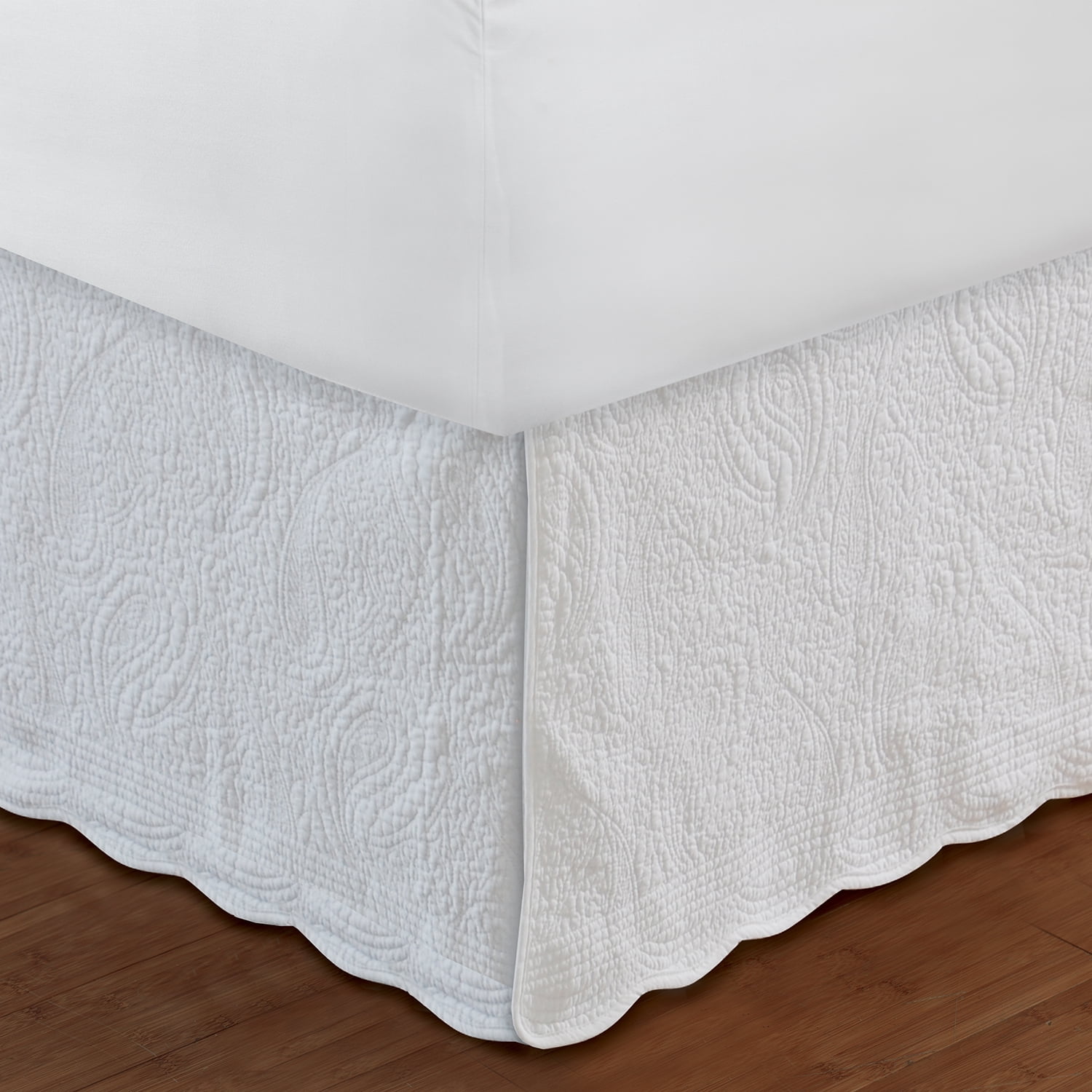 Ivory Twin Paisley Quilted Cotton Bed Skirt