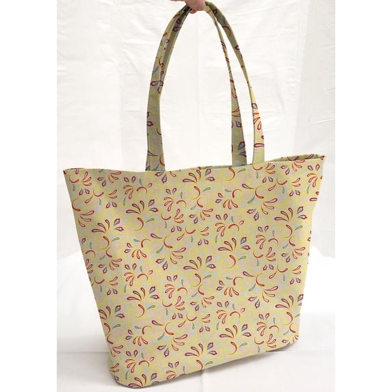 Paisley Tote Bag (Large Oval Tote) (Yellow)
