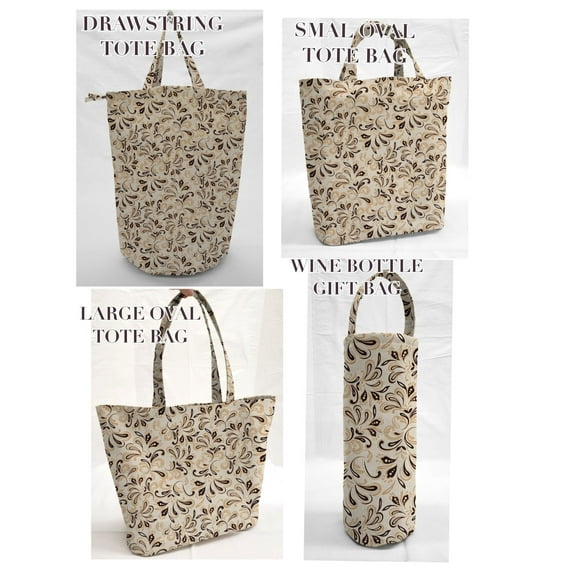 Paisley Reusable Fabric Gift Bags and/or Bags by Penny's Needful Things (Wine Bottle Gift Bag) (Brown)