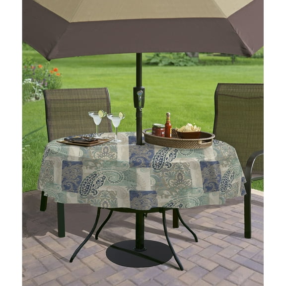 Paisley Scroll Easy Care Spillproof Vinyl Tablecloth with Polyester Flannel Backing