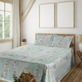thumbnail image 1 of Ambesonne Paisley Fitted & Flat Sheet with Shams 4 Pcs Set, Modern Floral Motif Pattern, King, Petrol Blue Pale Grey, 1 of 5