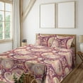 thumbnail image 1 of Ambesonne Paisley Fitted & Flat Sheet with Shams 4 Pcs Set, Modern Leafy Floral Motif, King, Raspberry Cream Pale Pink, 1 of 5