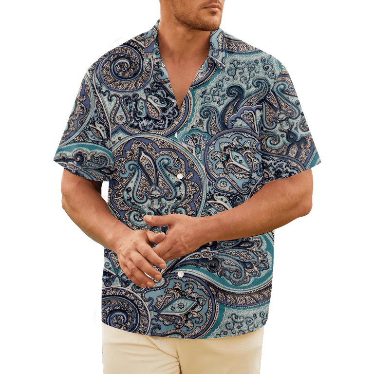 Paisley Shirts for Men Regular Fit Button Down Short Sleeve Shirts