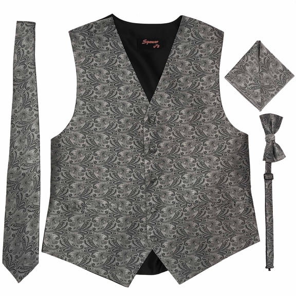 Paisley Silver Men's Satin Vest Spencer J's - XS