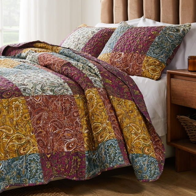 Paisley Slumber CottonRich MidCentury Style Paisley Quilt Set, 2