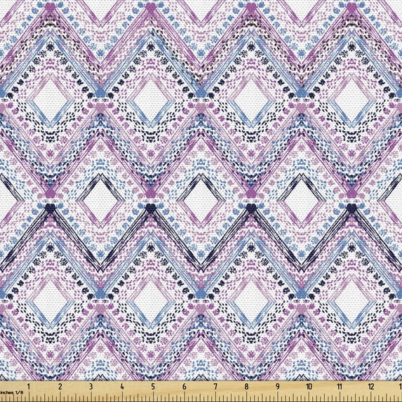 Ambesonne Paisley Fabric by the Yard Upholstery, Abstract Tribal Pattern, 5 Yards, Multicolor