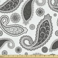 thumbnail image 1 of Paisley Sofa Upholstery Fabric by the Yard, Minimalist Oriental Florets Leaves Dark Colors Iranian Culture Featured Image, Decorative Fabric for DIY & Home Accents, 3 Yards, Grey White by Ambesonne, 1 of 4
