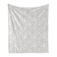 thumbnail image 1 of Paisley Soft Flannel Fleece Blanket, Abstract Modern Patterned Background with Flowers Leafs and Ivy Plant Artwork, Cozy Plush for Indoor and Outdoor Use, 50" x 60", Grey and White, by Ambesonne, 1 of 5