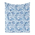 thumbnail image 1 of Paisley Soft Flannel Fleece Blanket, Mediterrian Themed Design with Water Color Hand Drawn Flowers and Leaves Print, Cozy Plush for Indoor and Outdoor Use, 70" x 90", Blue and White, by Ambesonne, 1 of 5