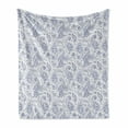 thumbnail image 1 of Paisley Soft Flannel Fleece Throw Blanket, Abstract Backgrounded Hand Drawn Style Pattern with Flowers Leaves and Buds, Cozy Plush for Indoor and Outdoor Use, 70" x 90", Black and White, by Ambesonne, 1 of 6