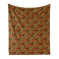 thumbnail image 1 of Paisley Soft Flannel Fleece Throw Blanket, Abstract Motif with Blooms with Contour Lines Picture, Cozy Plush for Indoor and Outdoor Use, 60" x 80", Reseda Green Orange, by Ambesonne, 1 of 5