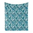 thumbnail image 1 of Paisley Soft Flannel Fleece Throw Blanket, Antique Floral Ornamental Retro Swirled Pattern, Cozy Plush for Indoor and Outdoor Use, 70" x 90", Pale Blue Teal and Aqua, by Ambesonne, 1 of 6