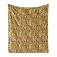 thumbnail image 1 of Paisley Soft Flannel Fleece Throw Blanket, Colorful Eastern Oriental Persian Inspired Pattern on Green Color Backdrop, Cozy Plush for Indoor and Outdoor Use, 70" x 90", Multicolor, by Ambesonne, 1 of 5