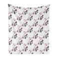 thumbnail image 1 of Paisley Soft Flannel Fleece Throw Blanket, Design with Flowers Leaves and Abstract Ivy Plant Patterned Artwork, Cozy Plush for Indoor and Outdoor Use, 60" x 80", Pink Grey and Black, by Ambesonne, 1 of 6